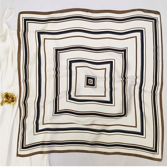 Brown Stripes Silky Scarf  